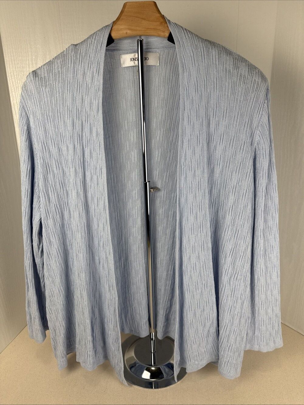 Jones Studio Cardigan Light Sweater Blue Textured Cotton Blend Work Women’s PXL